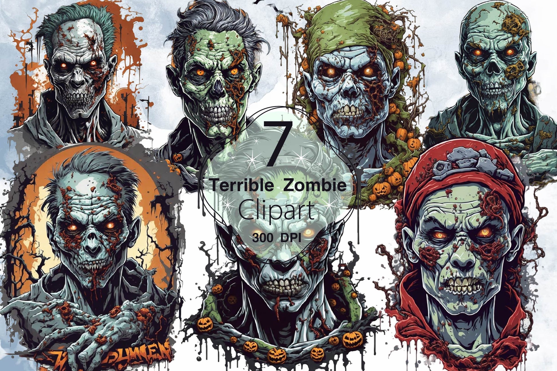 Terrible Zombie Clipart Bundle - CraftNest - Digital Crafting and Art