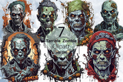 Terrible Zombie Clipart Bundle - CraftNest - Digital Crafting and Art