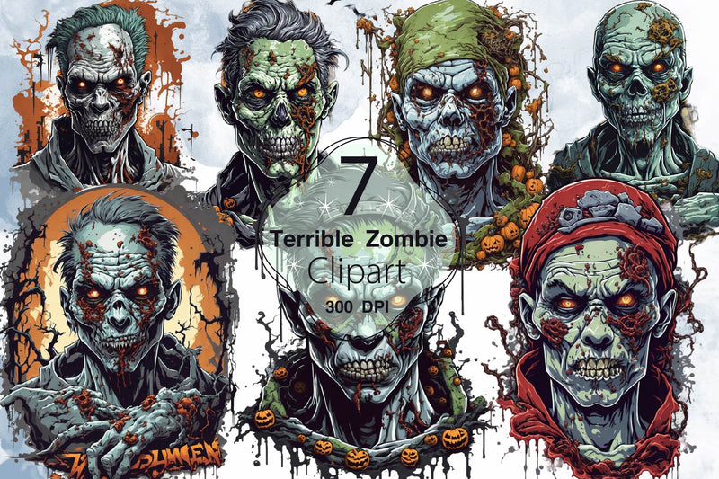 Terrible Zombie Clipart Bundle - CraftNest - Digital Crafting and Art