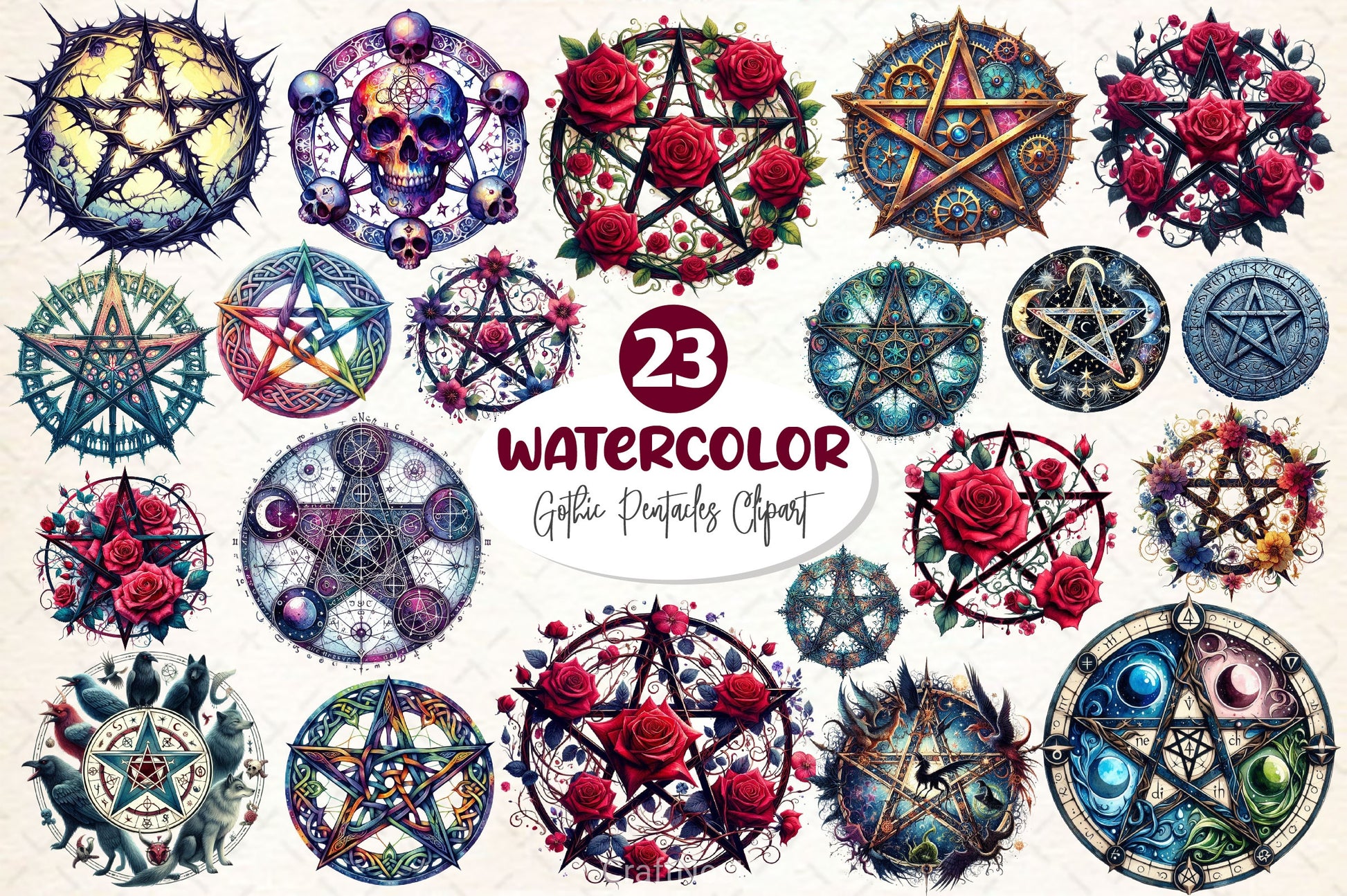 Gothic Pentacles Clipart Bundle - CraftNest - Digital Crafting and Art