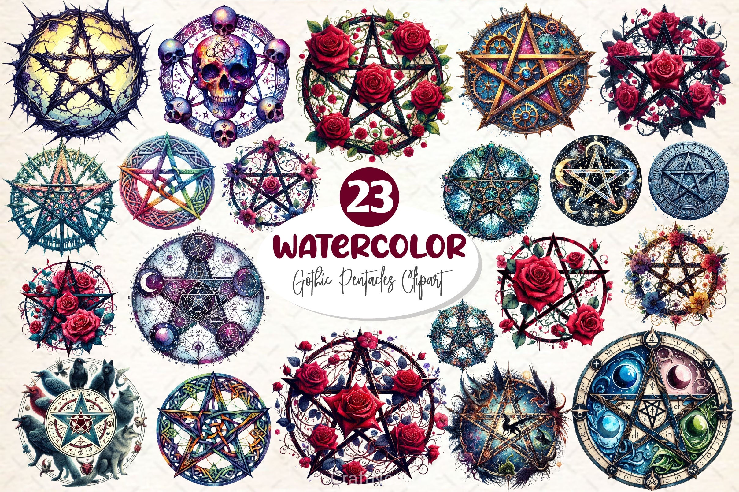 Gothic Pentacles Clipart Bundle - CraftNest - Digital Crafting and Art