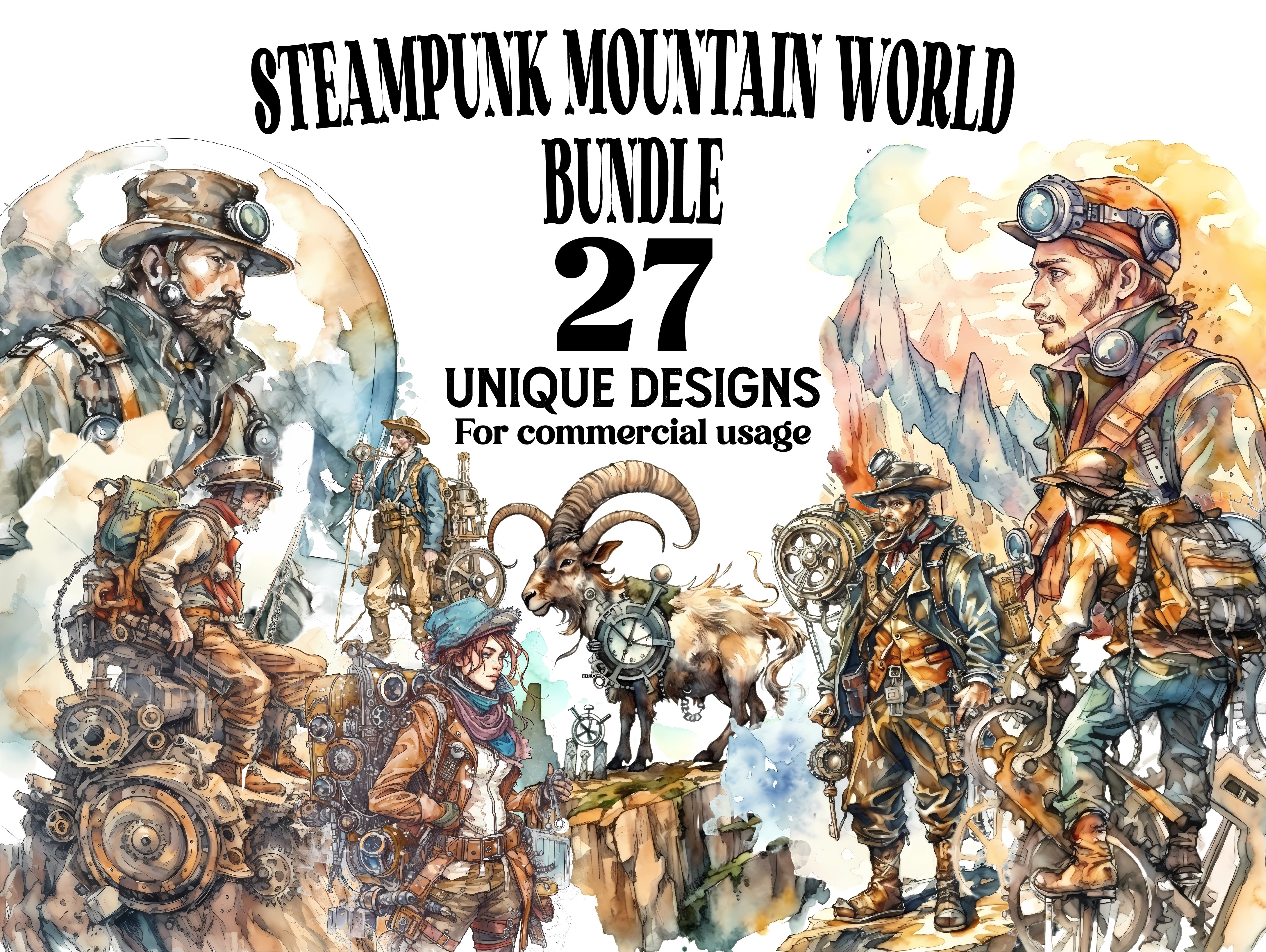 Steampunk Mountain World Clipart - CraftNest