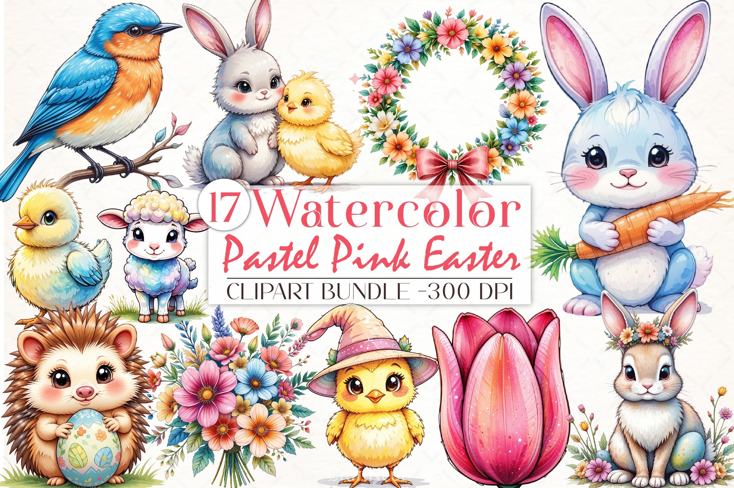 Pastel Pink Easter Clipart Bundle - CraftNest - Digital Crafting and Art