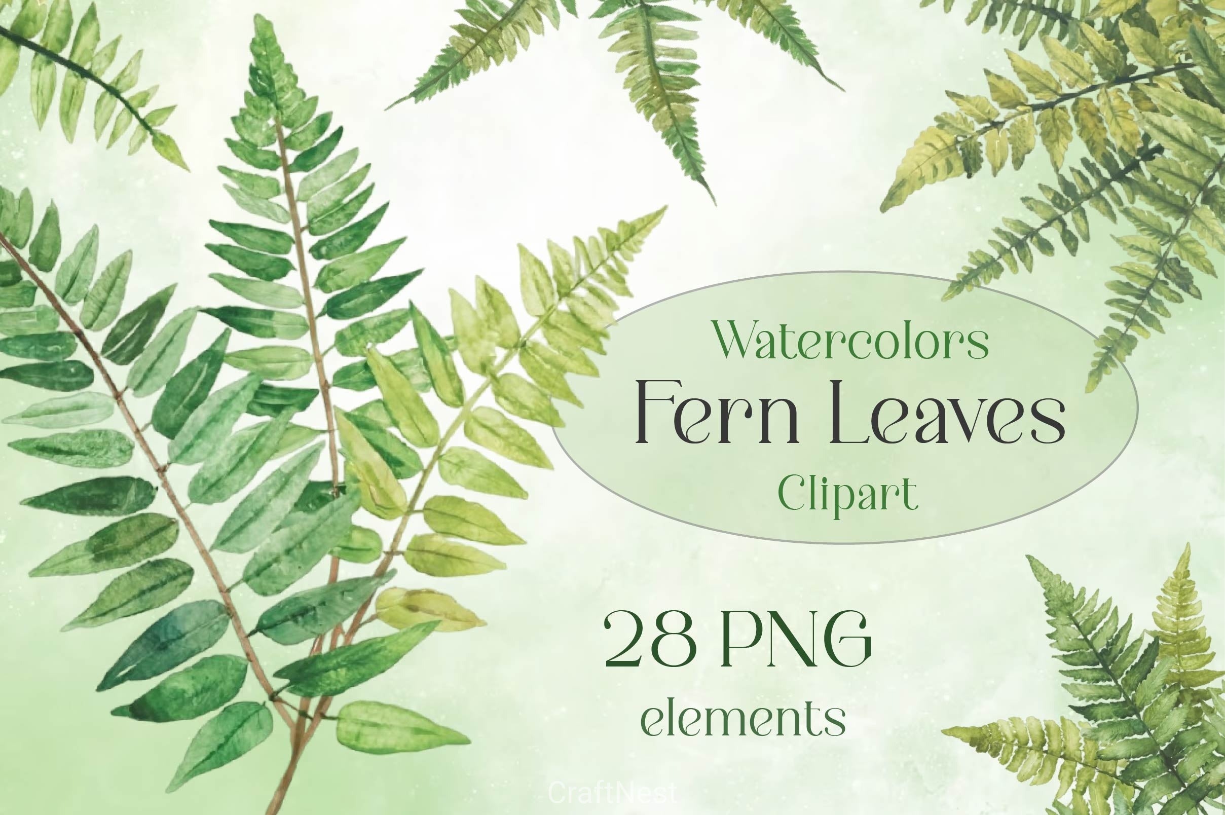 Fern Green Leaves Clipart Bundle - CraftNest - Digital Crafting and Art