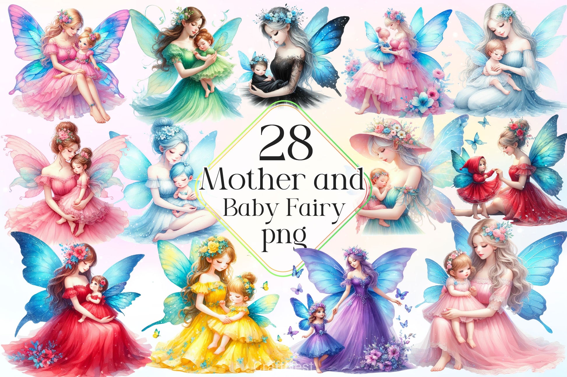 Mother And Baby Fairy Clipart Bundle 2 - CraftNest - Digital Crafting and Art