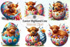 Easter Highland Cow Clipart Bundle
