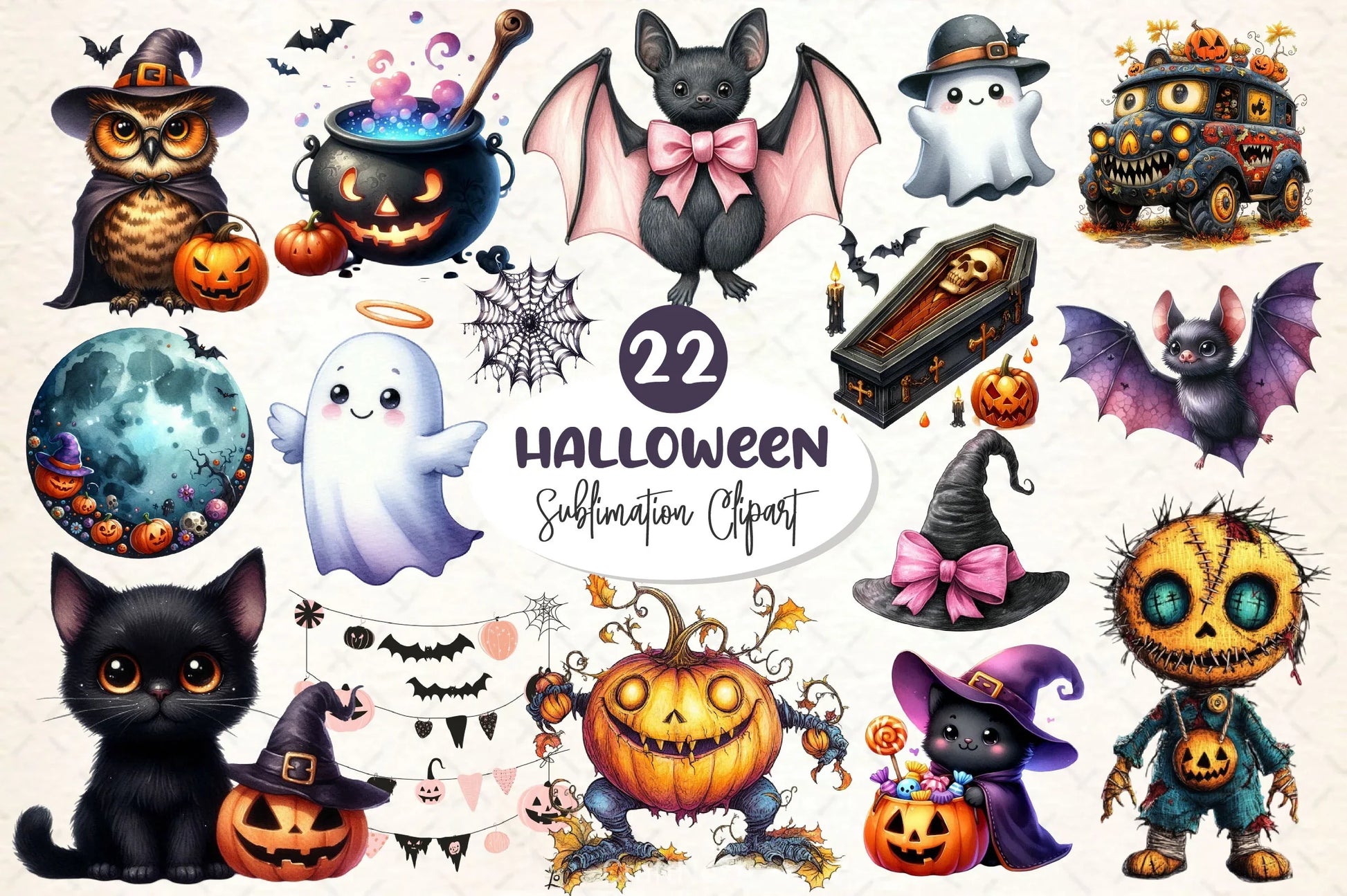 Cute Halloween Clipart Bundle 7 - CraftNest - Digital Crafting and Art