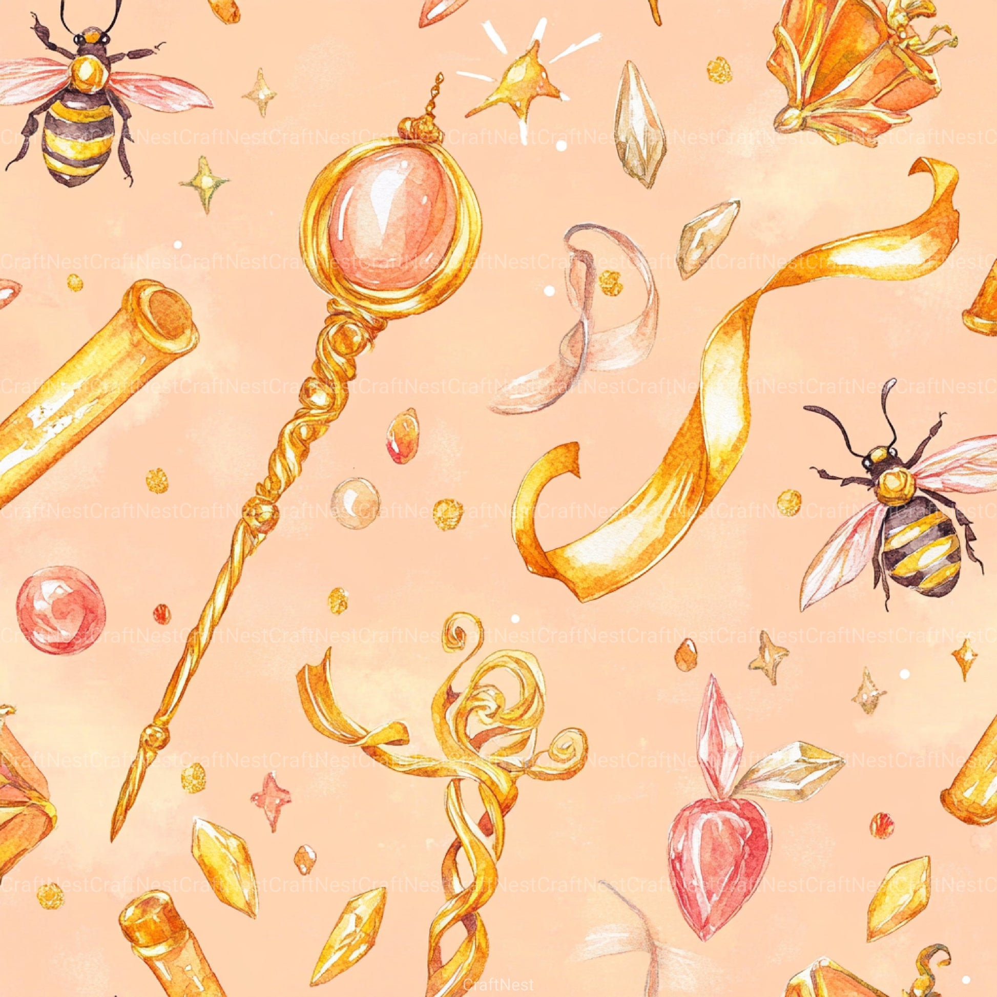 Princess Bee Digital Paper - CraftNest - Digital Crafting and Art