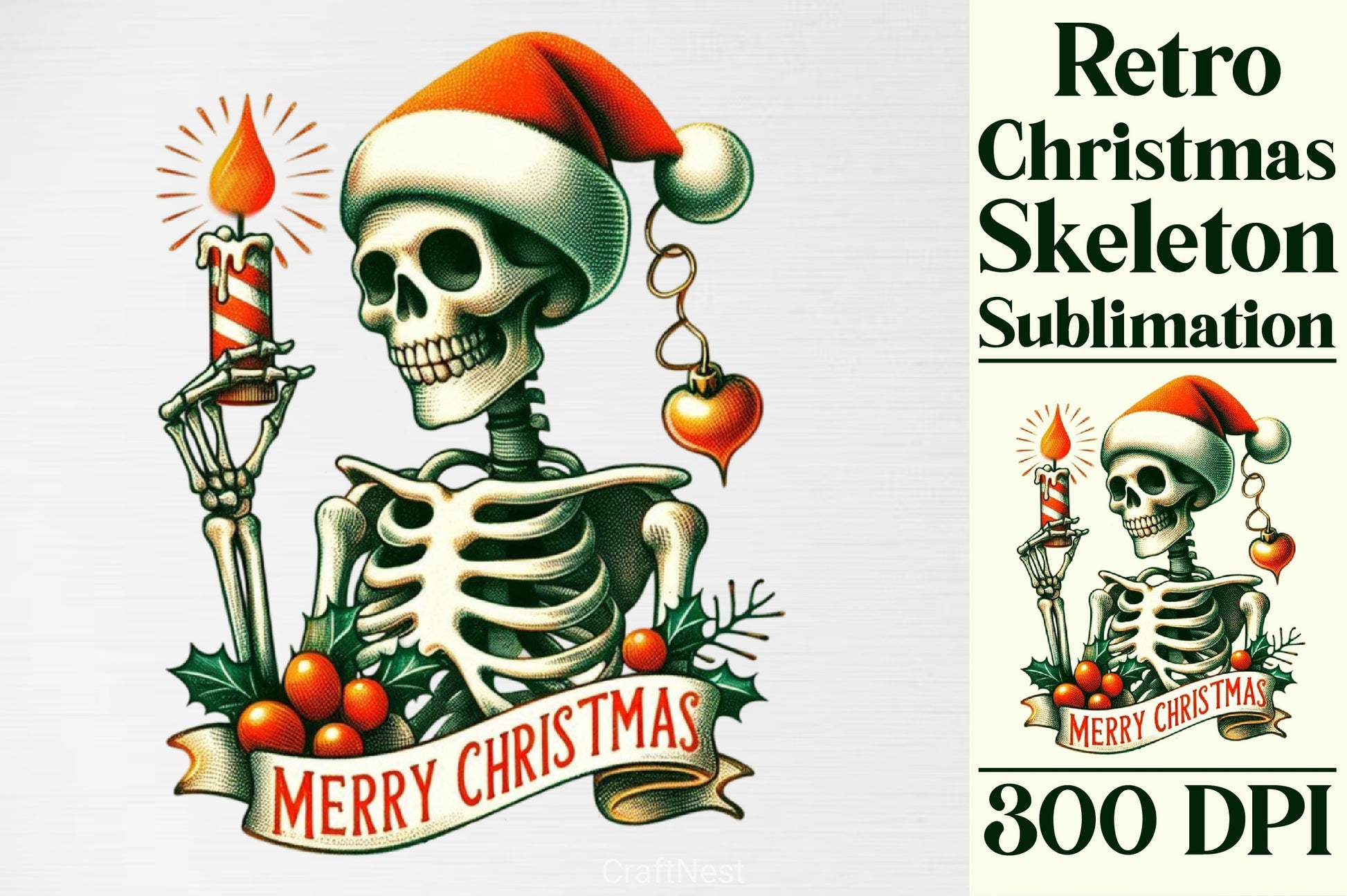 Retro Christmas Skeleton Clipart Bundle 3 - CraftNest - Digital Crafting and Art