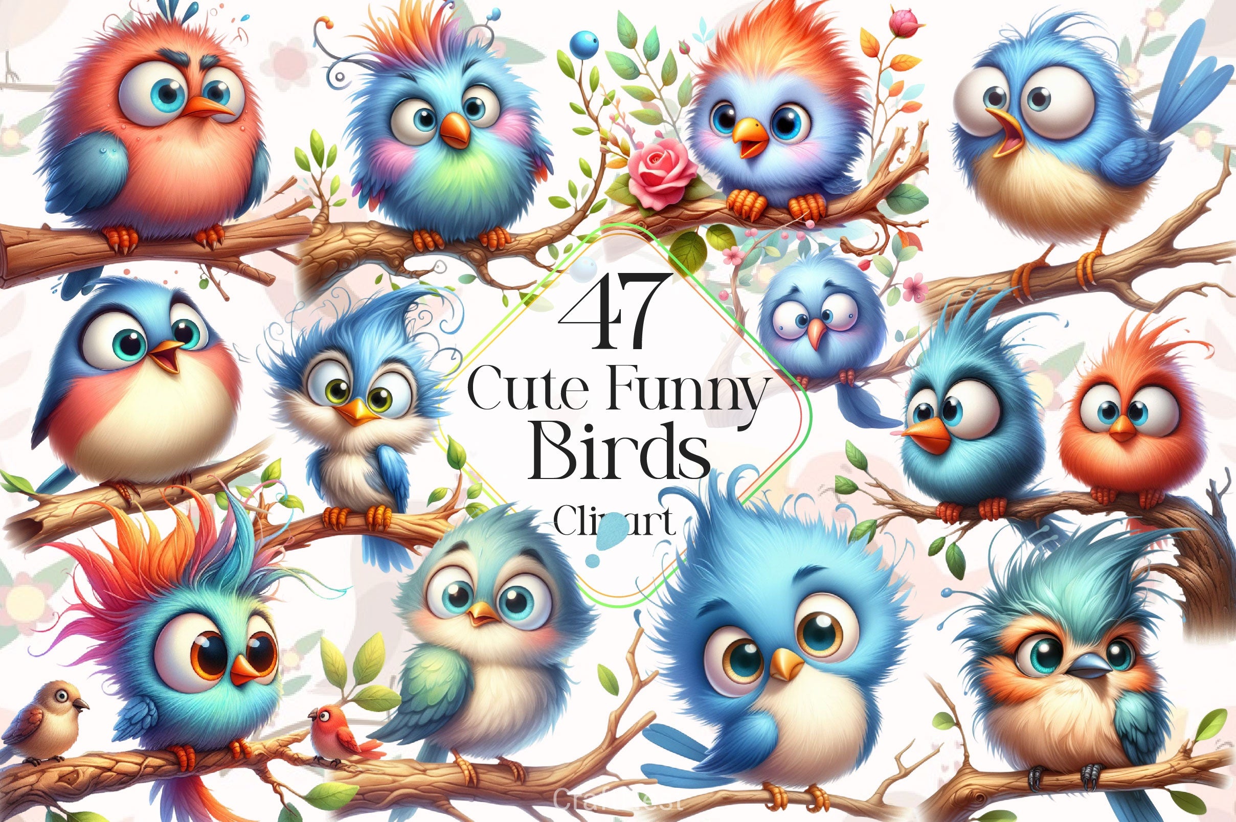 Funny Bird Clipart Bundle 7 - CraftNest - Digital Crafting and Art