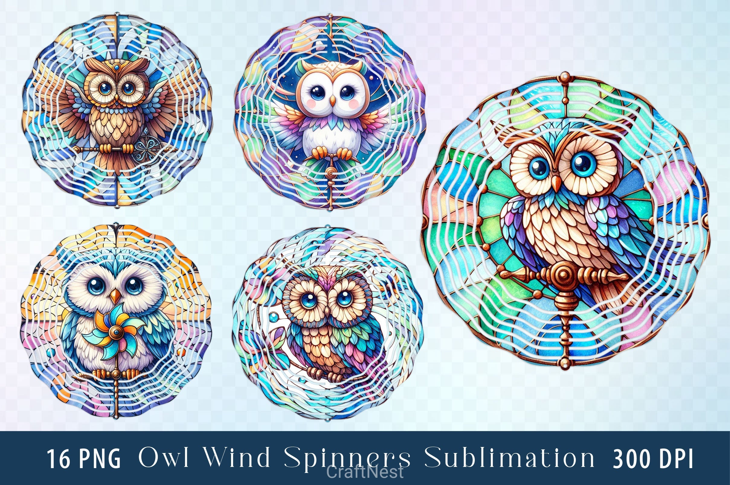 Stained Glass Owl Clipart Bundle 4 - CraftNest - Digital Crafting and Art