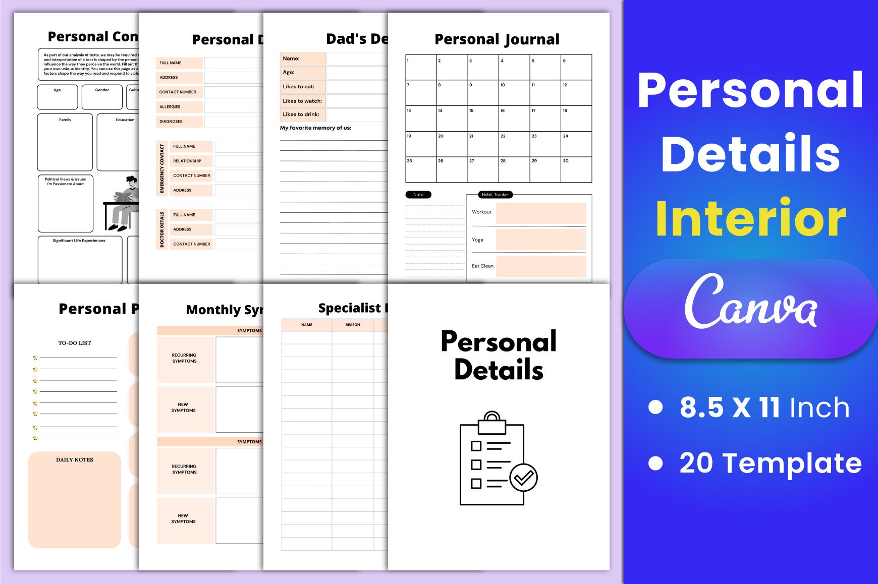 Personal Details Planner