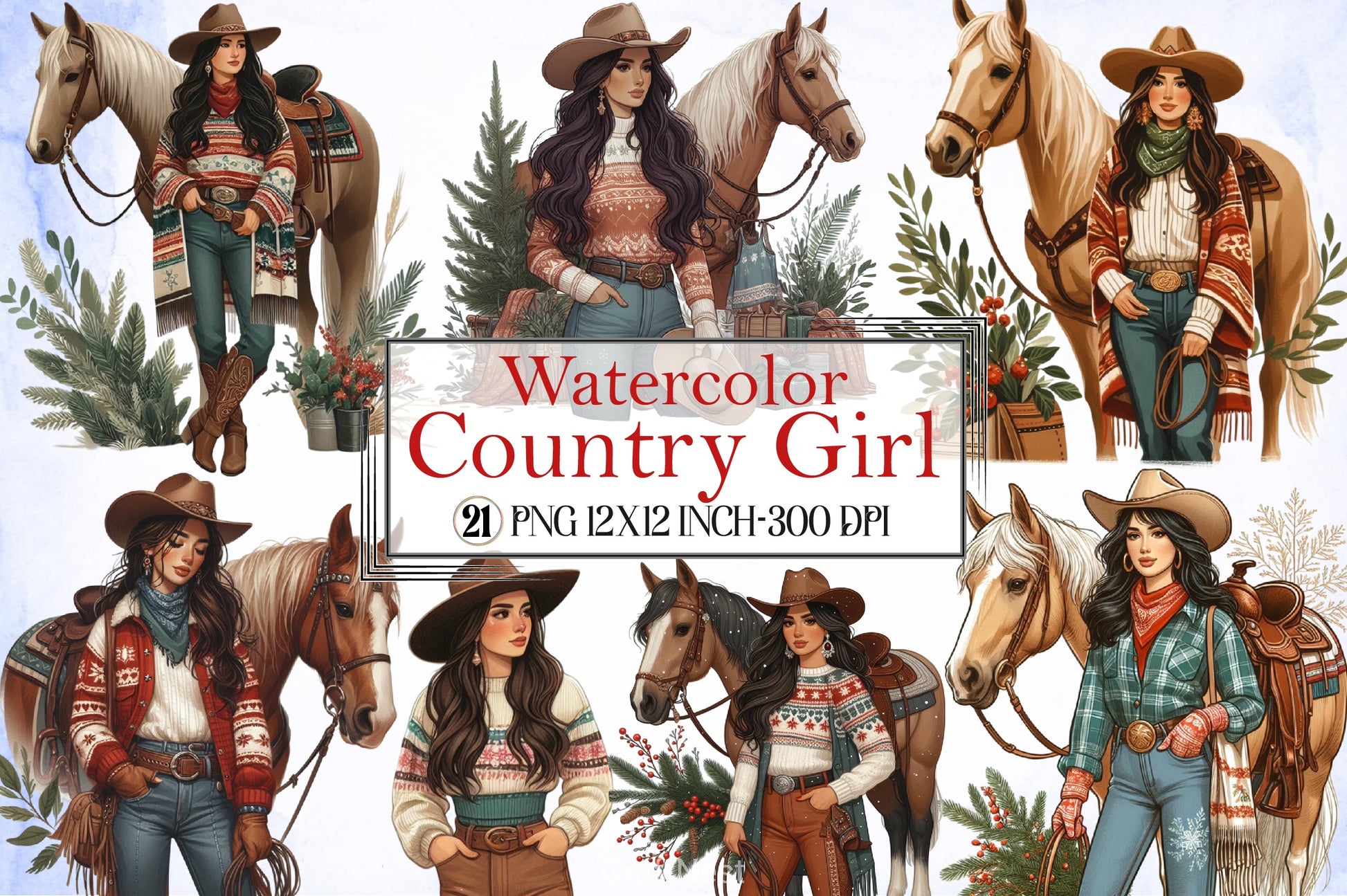 Country Girl Clipart Bundle - CraftNest - Digital Crafting and Art