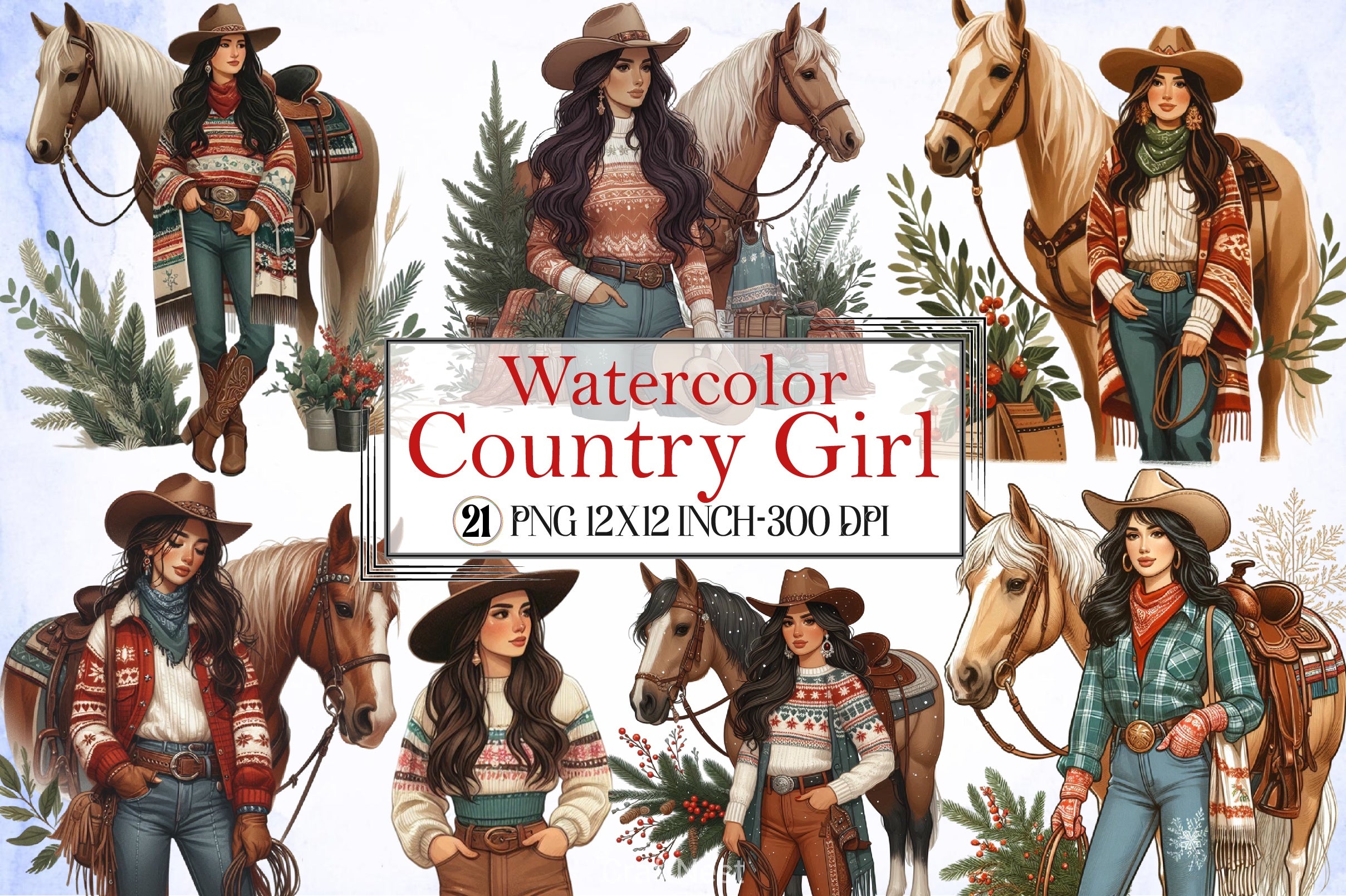 Country Girl Clipart Bundle - CraftNest - Digital Crafting and Art