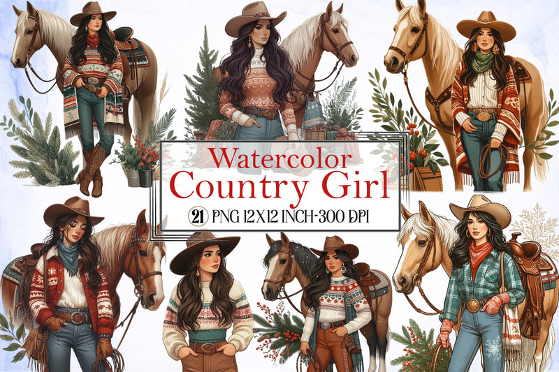 Country Girl Clipart Bundle - CraftNest - Digital Crafting and Art