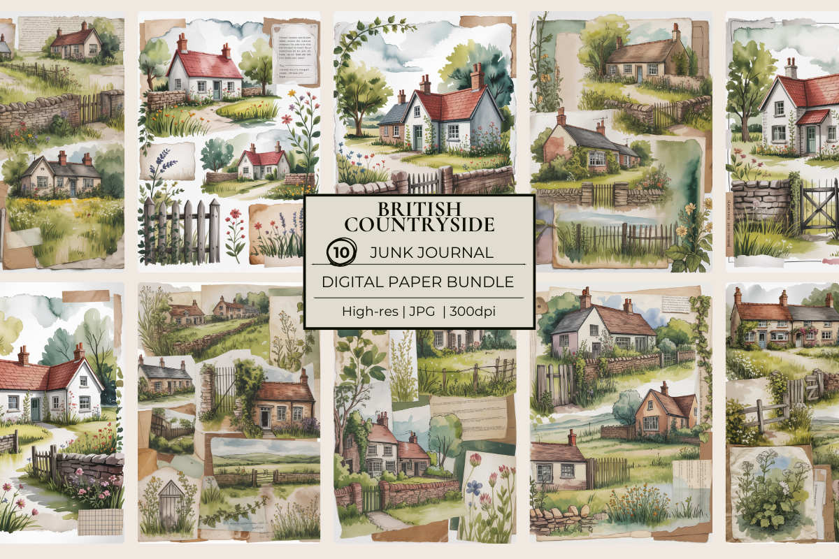 British Countryside Junk Journal Papers