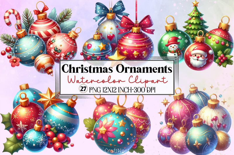 Christmas Ornaments Clipart Bundle - CraftNest - Digital Crafting and Art