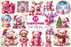 Pink Christmas Teddy Bear Clipart Bundle