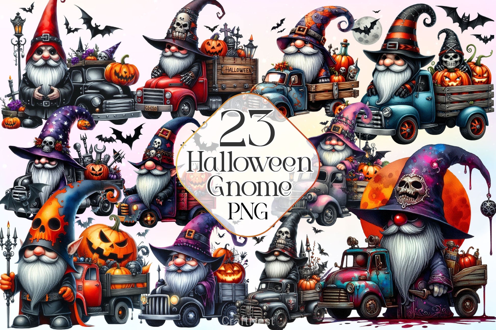 Gothic Halloween Gnome Clipart Bundle 2 - CraftNest - Digital Crafting and Art