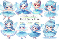 Cute Fairy Blue Dress Clipart Bundle - CraftNest - Digital Crafting and Art