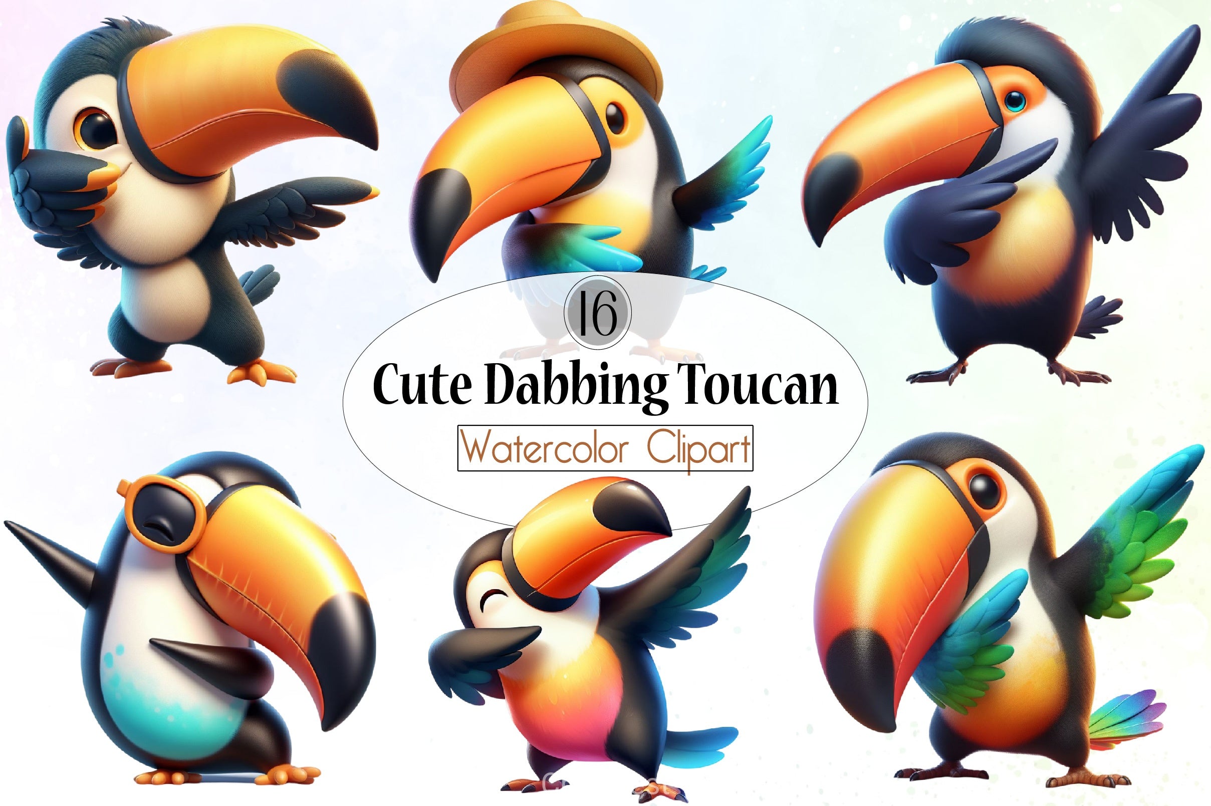 Cute Dabbing Toucan Clipart Bundle - CraftNest - Digital Crafting and Art