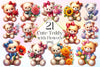 Teddy Bear Holding Flowers Clipart Bundle