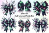 Dark Green & Purple Bow Clipart Bundle