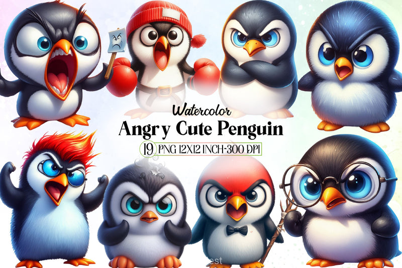 Angry Penguin Clipart Bundle 2 - CraftNest - Digital Crafting and Art