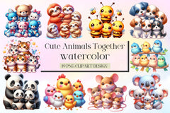 Cute Animals Together Clipart Bundle - CraftNest - Digital Crafting and Art