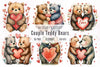 Cute Love Couples Teddy Bears Clipart Bundle