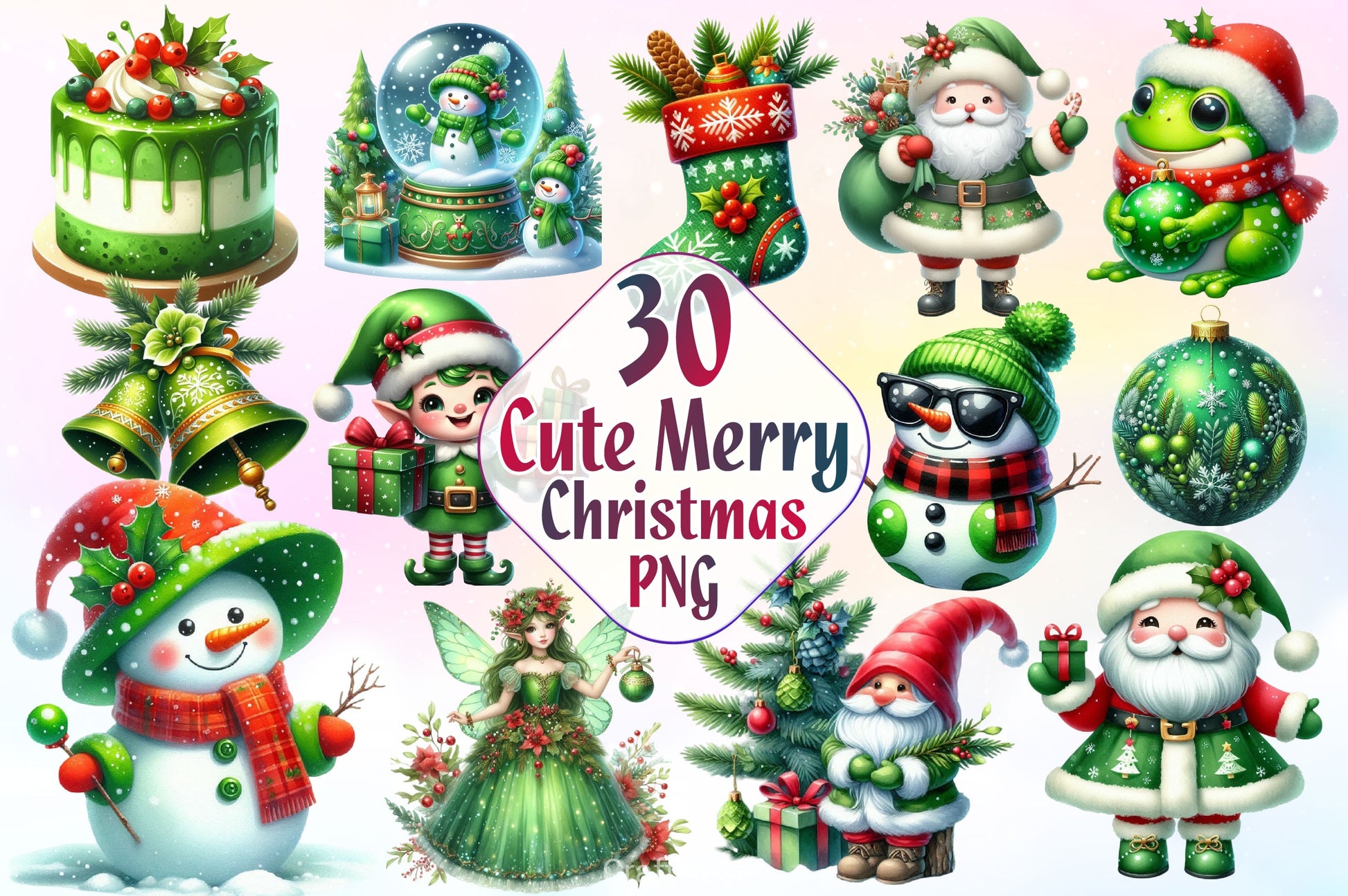Green Christmas Clipart Bundle 5 - CraftNest - Digital Crafting and Art