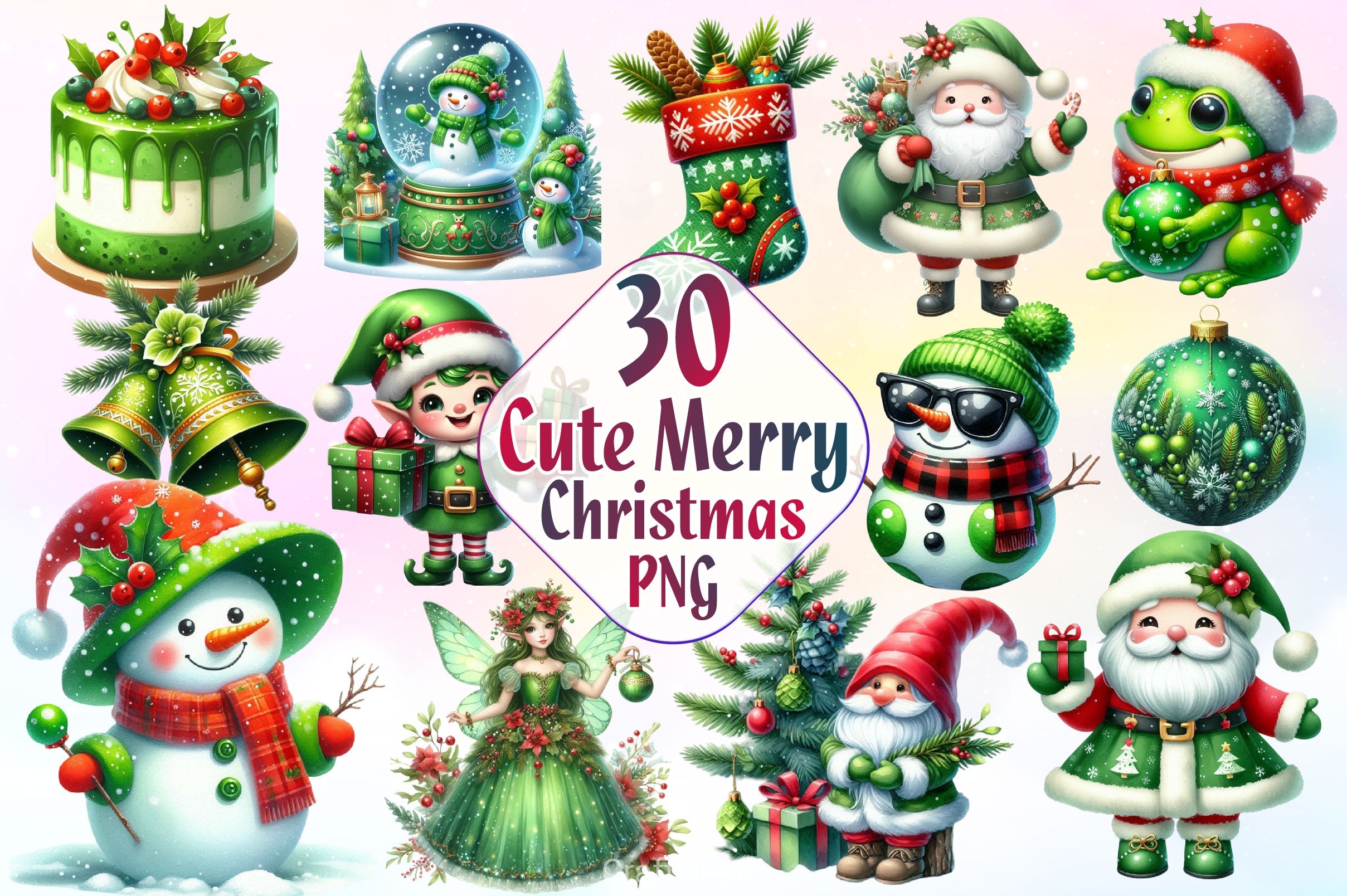 Green Christmas Clipart Bundle 5 - CraftNest - Digital Crafting and Art