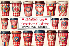 Christmas Plaid Coffee Cup Clipart Bundle - CraftNest - Digital Crafting and Art