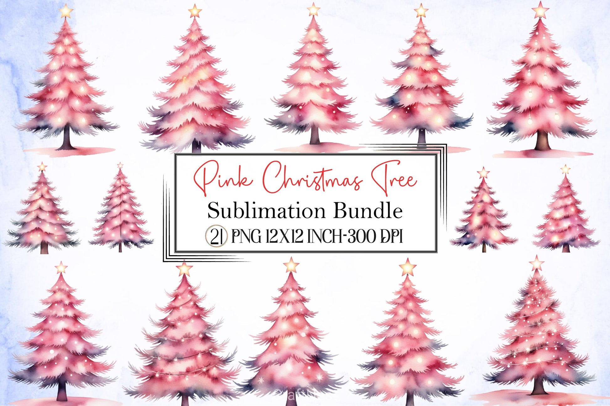 Pink Christmas Tree Clipart Bundle - CraftNest - Digital Crafting and Art