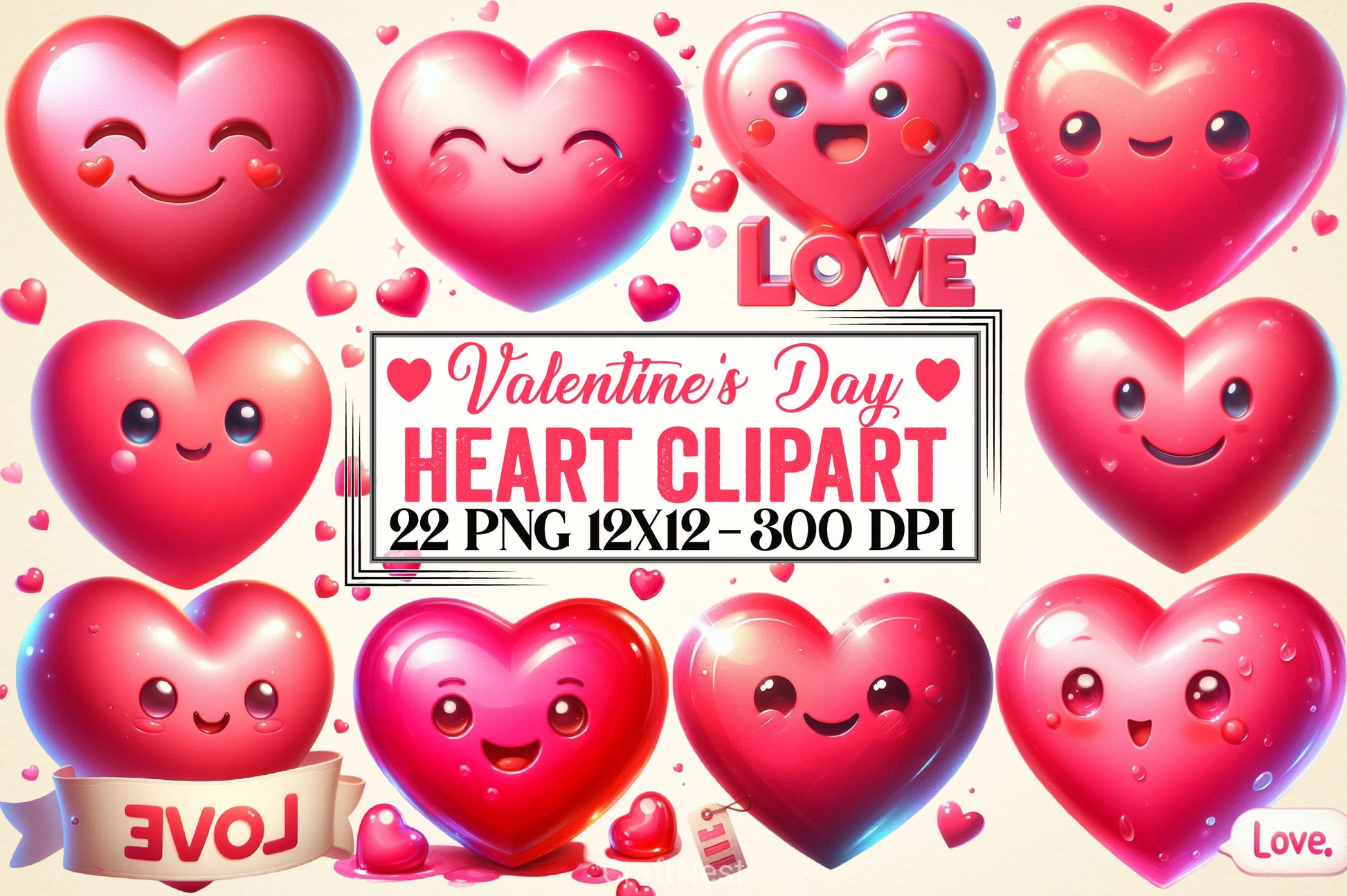 Valentine's Day Heart Clipart Bundle 3 - CraftNest - Digital Crafting and Art