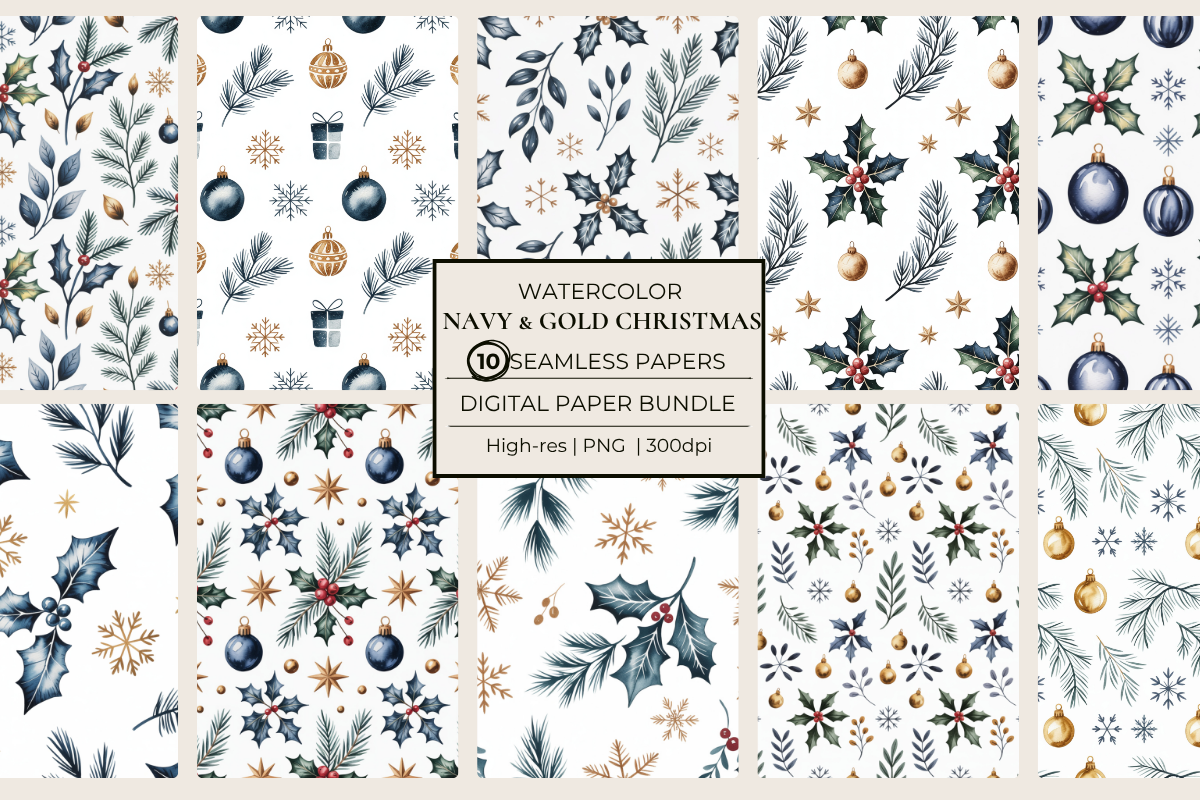 Navy & Gold Seamless Papers