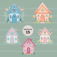 Whimsical Houses Clipart Bundle - CraftNest - Digital Crafting and Art