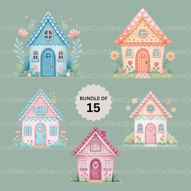 Whimsical Houses Clipart Bundle - CraftNest - Digital Crafting and Art