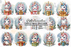 Magical Floral Christmas Unicorn Design Clipart Bundle - CraftNest - Digital Crafting and Art