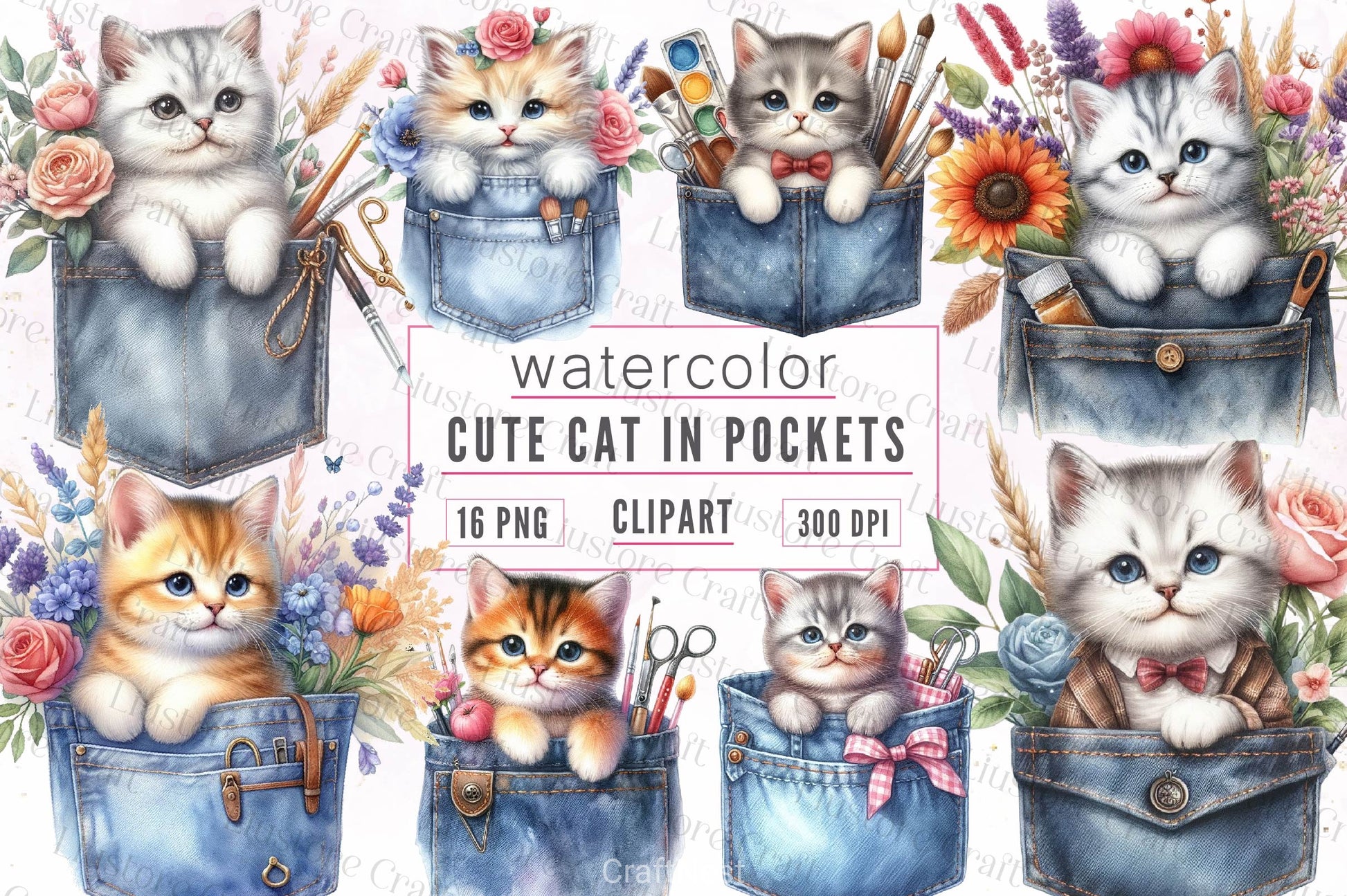 Cat In Pockets Clipart Bundle - CraftNest - Digital Crafting and Art