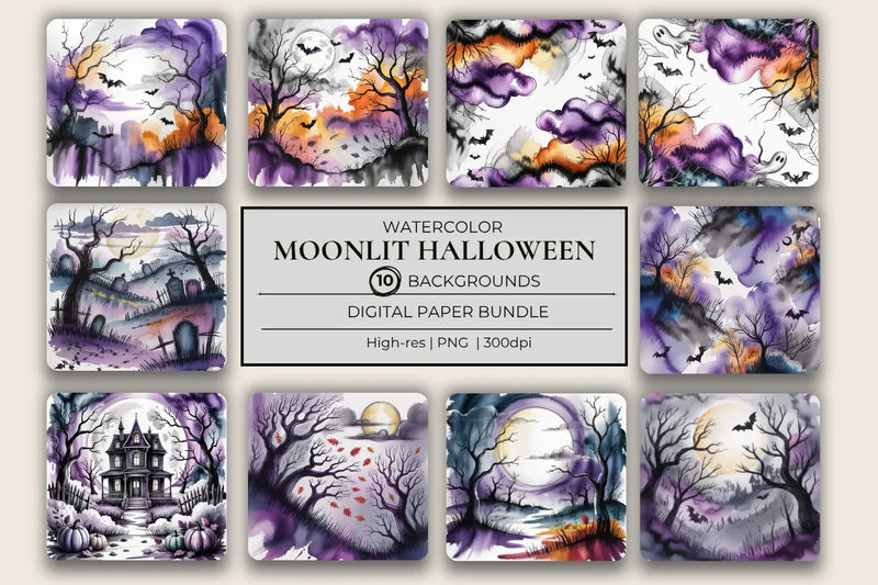 Moonlit Halloween Background Papers - CraftNest - Digital Crafting and Art