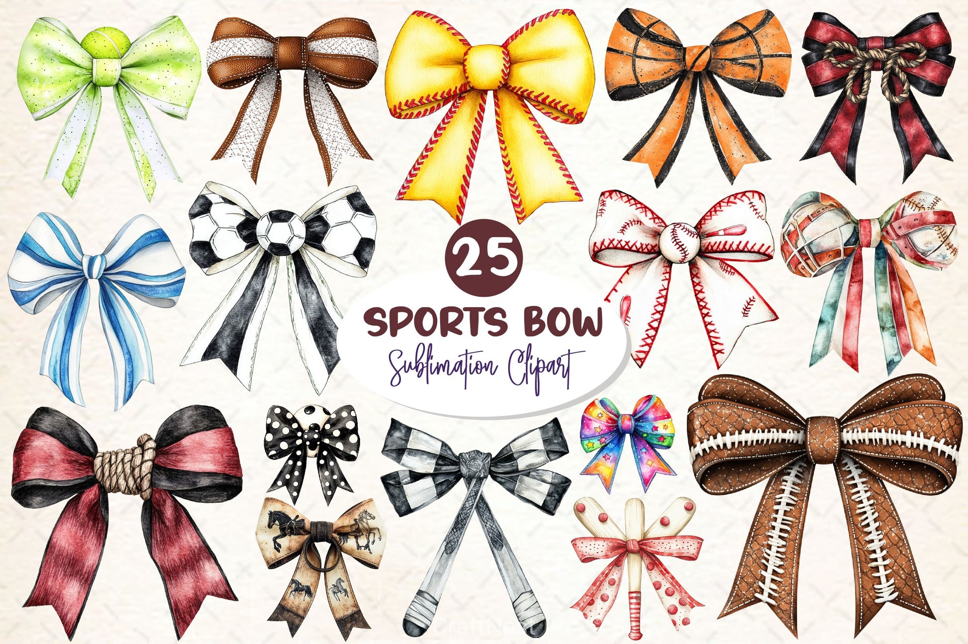 Sports Bow Clipart Bundle - CraftNest - Digital Crafting and Art