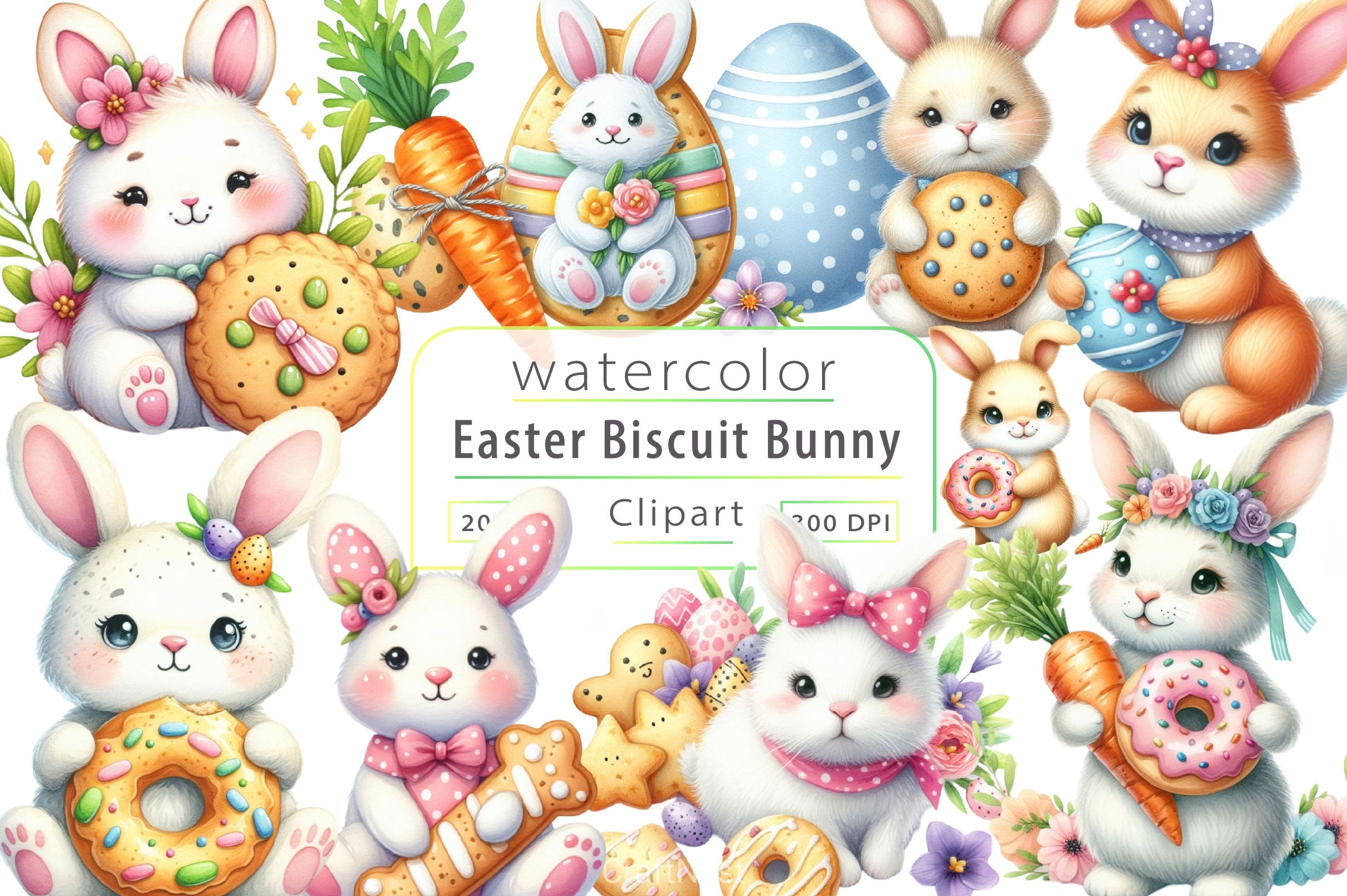 Easter Biscuit Bunny Clipart Bundle 2 - CraftNest - Digital Crafting and Art