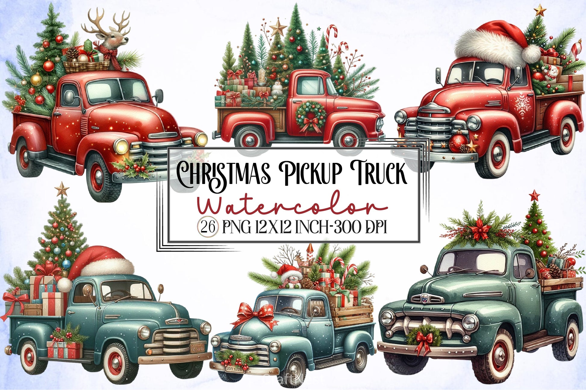 Christmas Truck Clipart Bundle 11 - CraftNest - Digital Crafting and Art