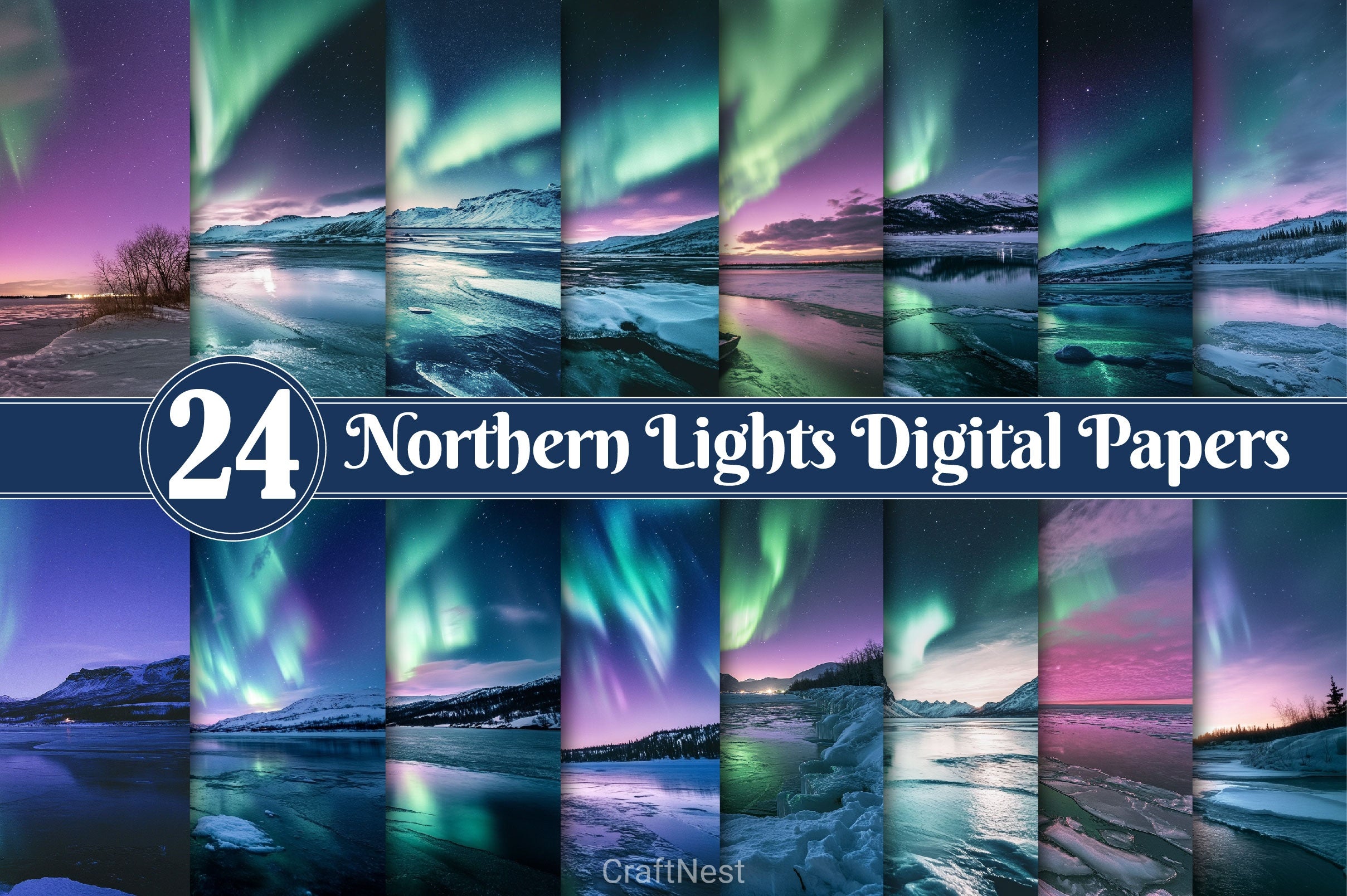 Northern Lights Digital Papers - CraftNest - Digital Crafting and Art