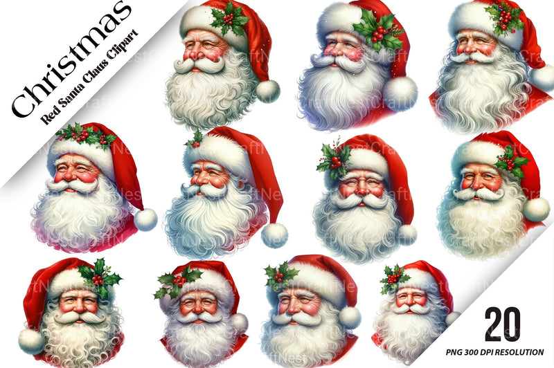 Christmas Red Santa Claus Clipart Bundle - CraftNest - Digital Crafting and Art
