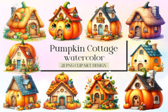 Pumpkin Cottage Clipart Bundle 2 - CraftNest - Digital Crafting and Art