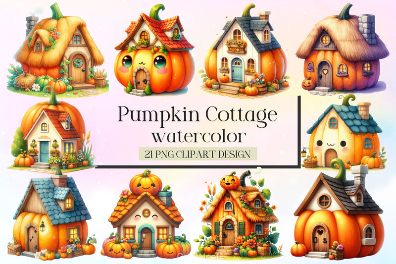 Pumpkin Cottage Clipart Bundle 2 - CraftNest - Digital Crafting and Art
