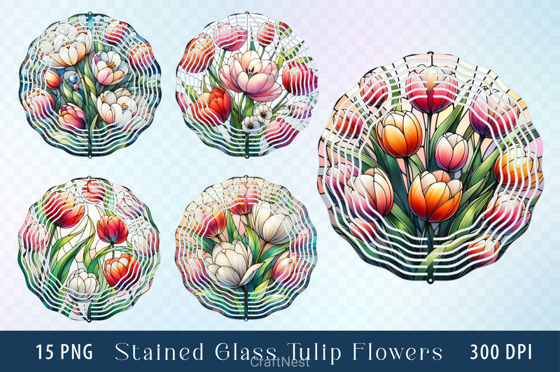 Tulip Flowers Stained Glass Clipart Bundle - CraftNest - Digital Crafting and Art
