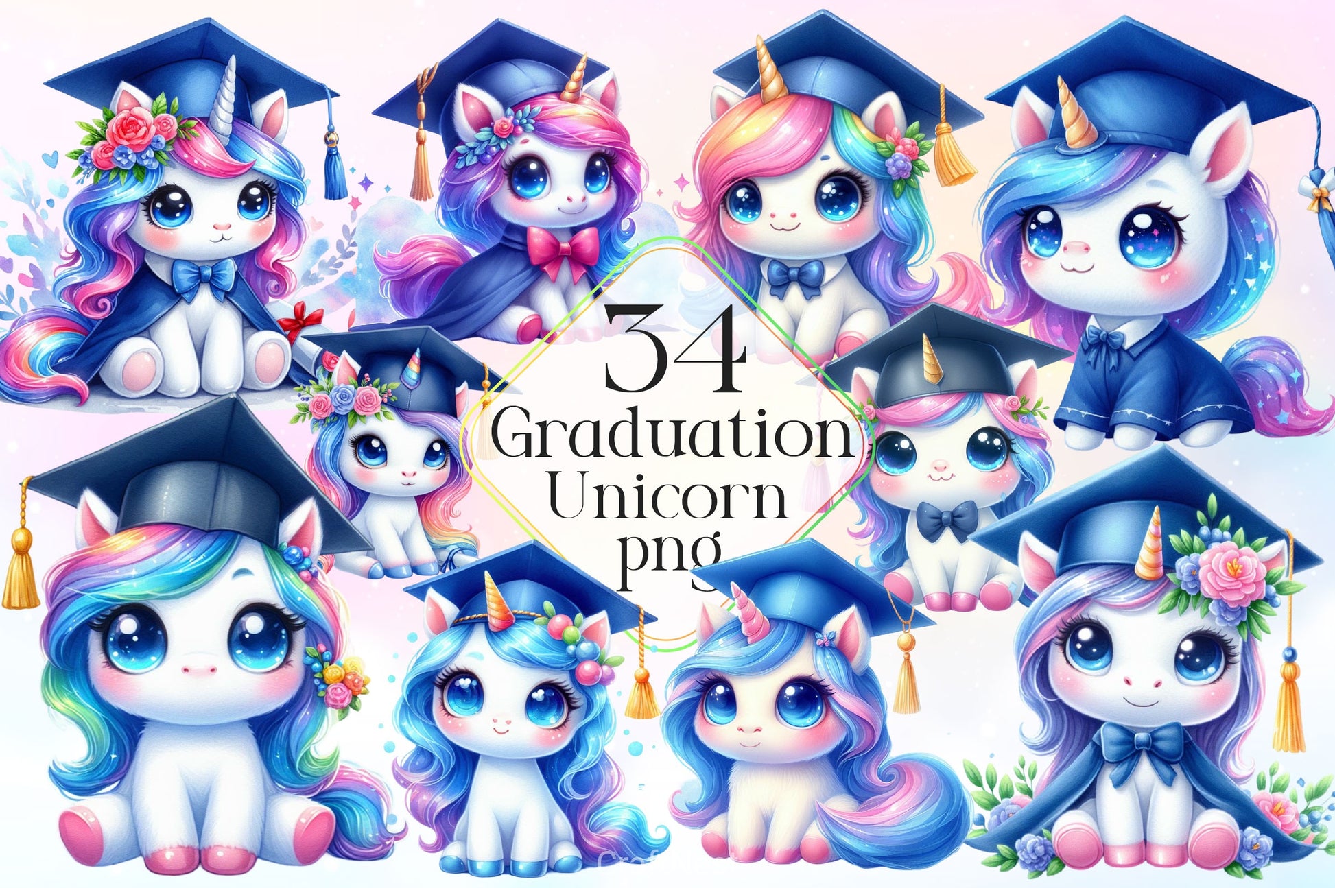 Graduation Unicorn Clipart Bundle 2 - CraftNest - Digital Crafting and Art